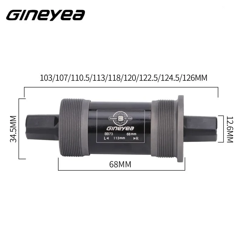 Bicycle Bottom Brackets 68mm 103/107/118/110.5/113/120/122.5/124.5/126mm Square Hole BB86 Carbon Steel Shaft Mountain Bike