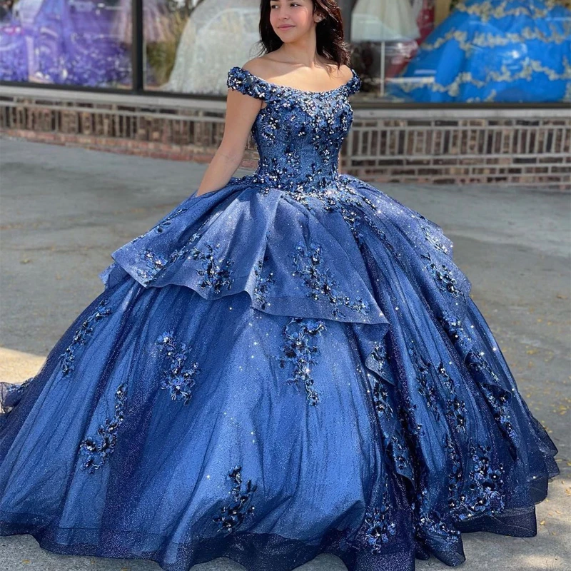 

Роскошное бальное платье принцессы 2023, платья для Quinceanera с кружевом в виде яблока, 3D цветочное искусственное платье, платья 15 лет