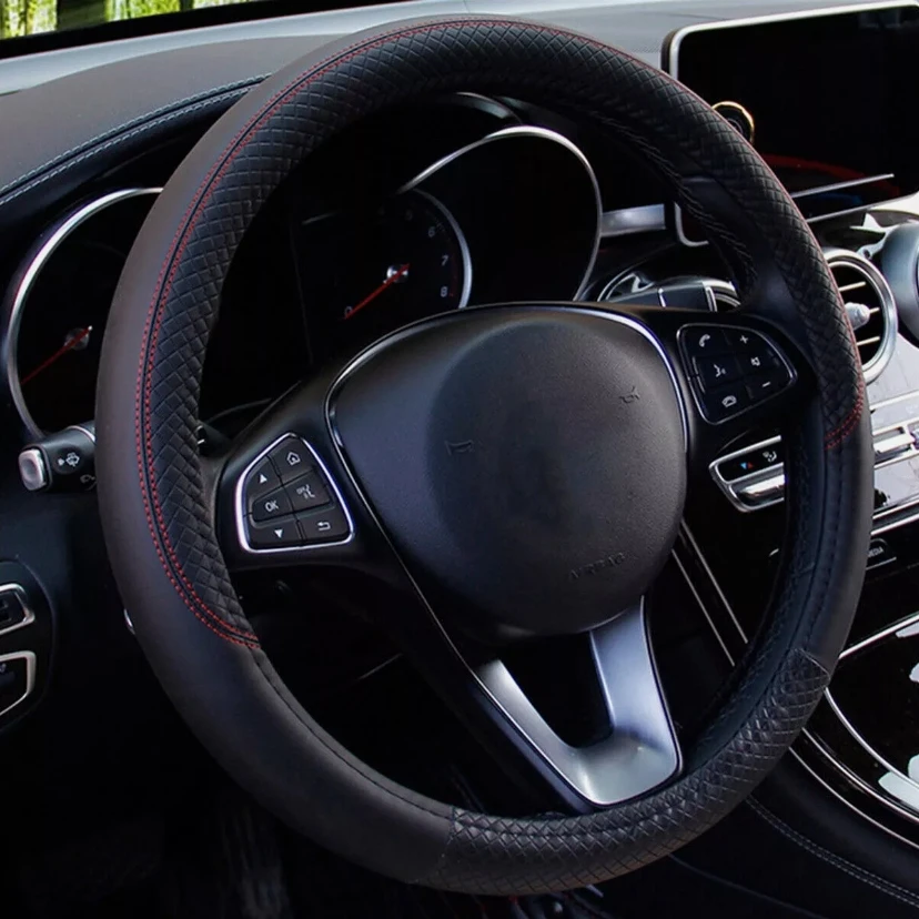 38cm Steering Wheel Cover Universal Car Steering Wheel Braid Cover With Needles And Thread Anti Slip Interior Protector