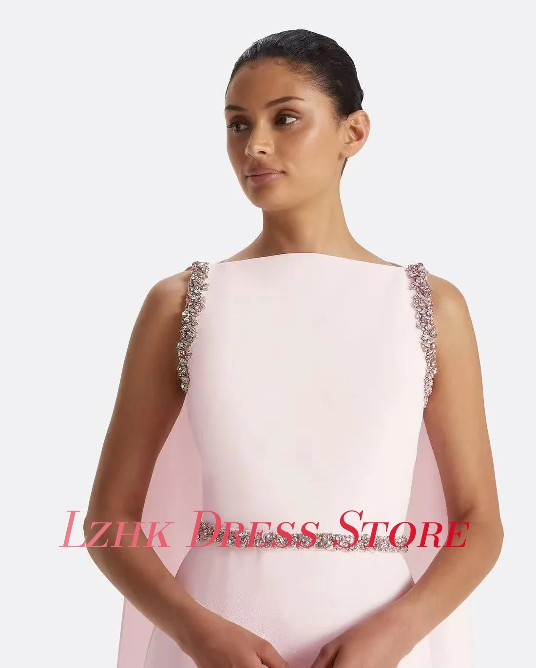 Vestido de noche de Jersey de sirena de cristal exquisito personalizado nueva moda sin mangas cuello redondo hasta el suelo vestidos para ocasiones especiales