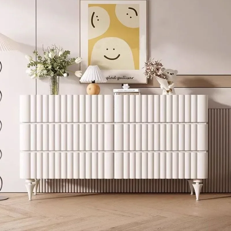 

French creative chest cabinet solid wood bedroom locker simple cream bedside cabinet locker storage chest cabinet