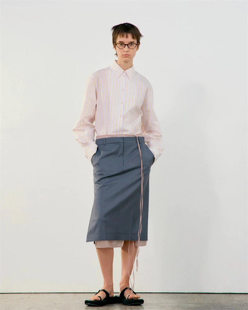 

Classic Retro Mid-Waist Straight Leg Suit Fabric Commute Versatile Skirt PREON Early Spring New Sle High Waist Pure Color