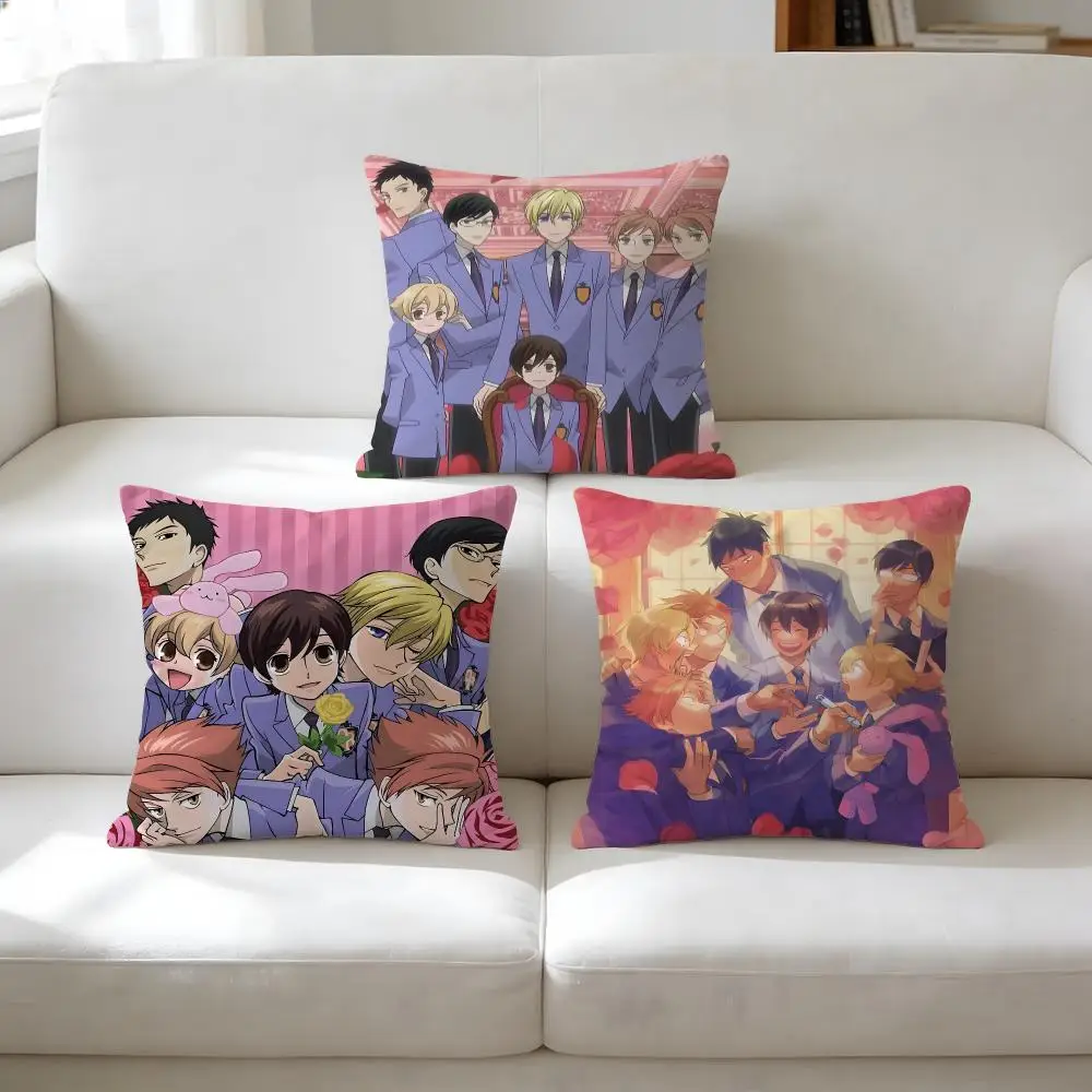 Anime O-Ouran High School Host Club Cushion Cover Short Plush Pillow Case Wrinkle-Resistant Machine-Washable For Easy Care