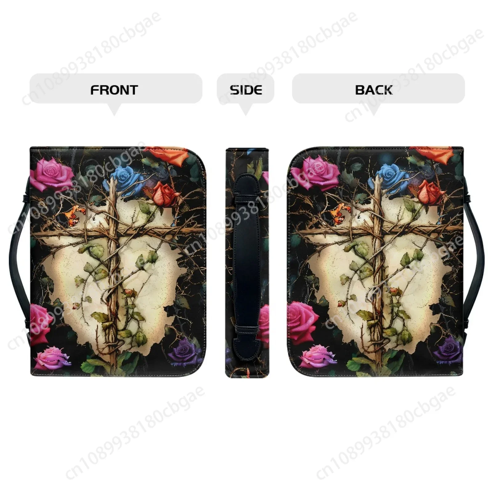 Borsa per Bibbia in pelle con motivo versetto incrociato per donna Uomo Borse con manico Ioni della Bibbia Custodia per Bibbia Borse per il trasporto