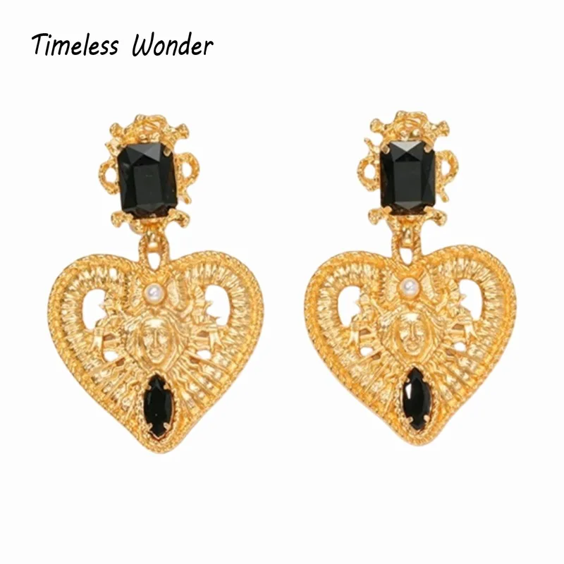 

Timeless Wonder Retro Figure Heart Cut Button Earrings for Women Designer Jewelry Luxury Brand Ins Medieval Rare Prom Fancy 2232