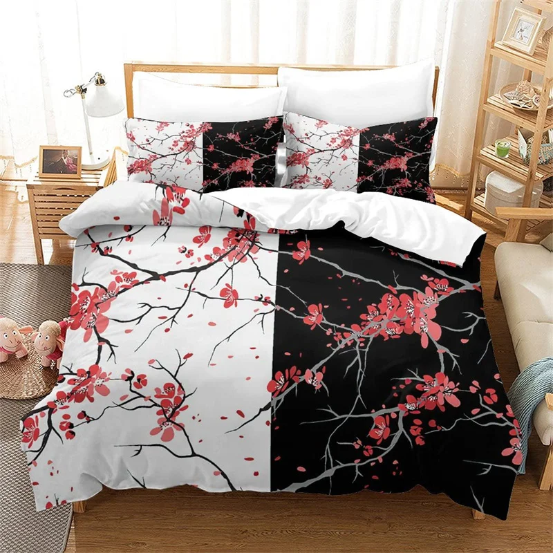 

Cherry Blossoms Duvet Cover Set Japanese Floral Bedding Set Microfiber Romantic Theme Quilt Cover Twin King For Valentine's Day