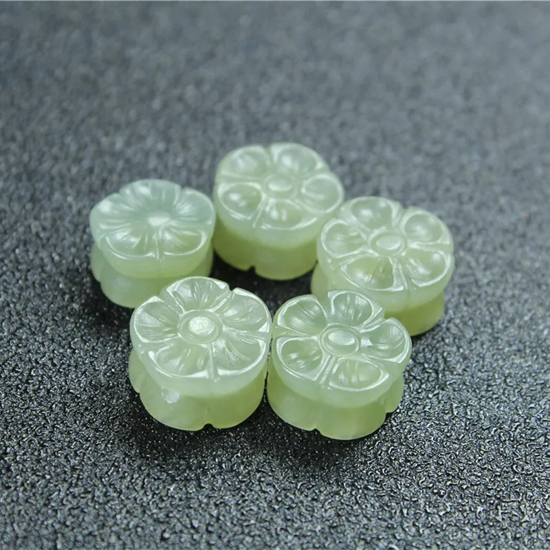 

8*13mm Natural Nephrite Jade Plum Blossom Beads For Jewelry Making Diy Bracelet Necklace Hetian Jade Flower Beads Accessories