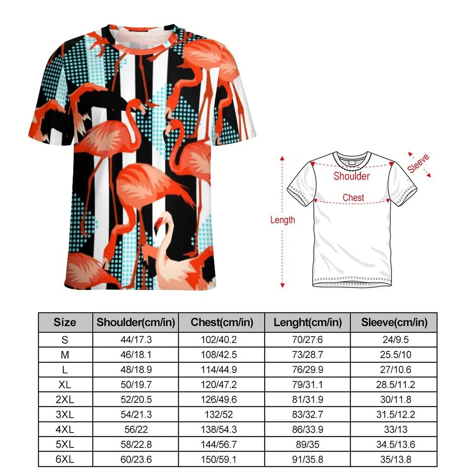 Summer T Shirt Tropical Flamingo T Shirts Striped Print Funny Fashion Tees For Male Short Sleeve Pattern Oversized Tops