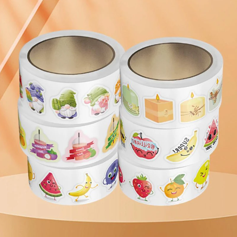 500 pezzi/rotolo adesivi ricompensa frutta cartone animato carino irregolare per bambini adesivi fai da te adesivi sigillanti decorazione