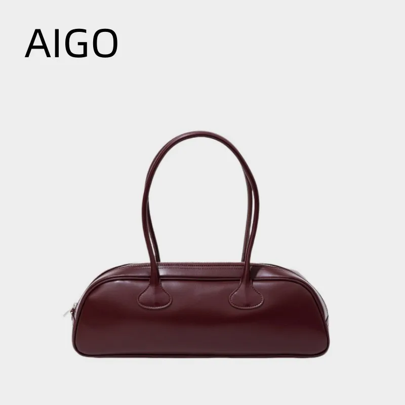 

AIGO Luxury Brand Simple Underarm Shoulder Bags For Women Korean Women's Satchel Handbag Luxury Exquisite Bowling Bag Bolas Hobo