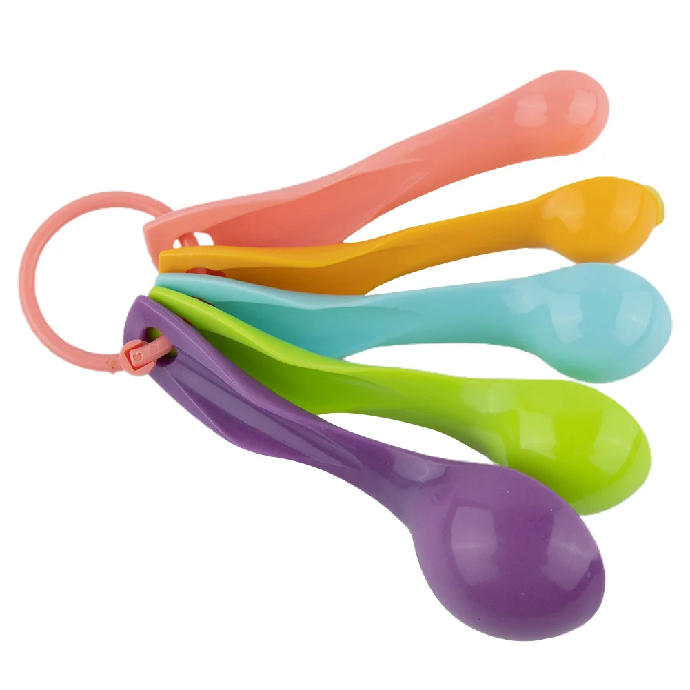 5Pcs/set Lovely Colorful Plastic Measuring Cups Measure Spoon Kitchen Tool Kids Spoons Measuring Set Tools For Baking Coffee Tea