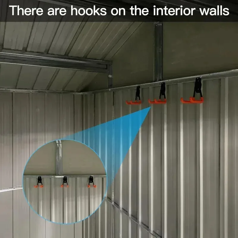 QAZ8-UBO 12x10 FT تخزين خارجي. منزل كبير. سقيفة حديقة معدنية مع هيكل إطار محدث للنوافذ وقابلة للقفل