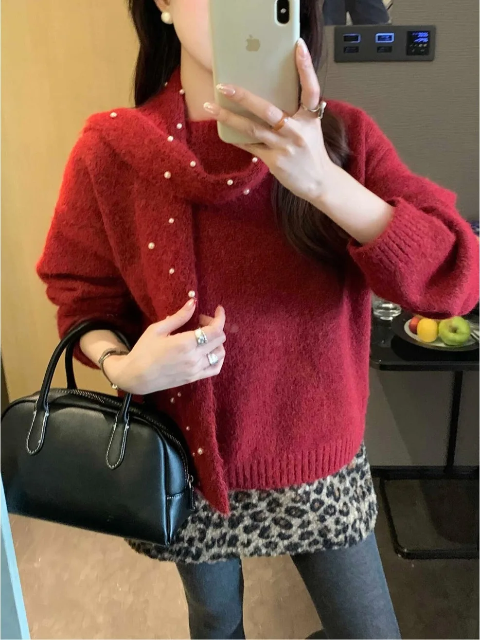 

Французский универсальный свободный свитер для женщин, зимний повседневный, новый дизайн, вязаный длинный топ с шарфом, воротник-кулон с узлом