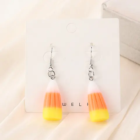 1Pair Halloween Women Drop Earrings Creative Resin  Candy Corn Fashion Jewelry For Girl Holiday Birthday Gift