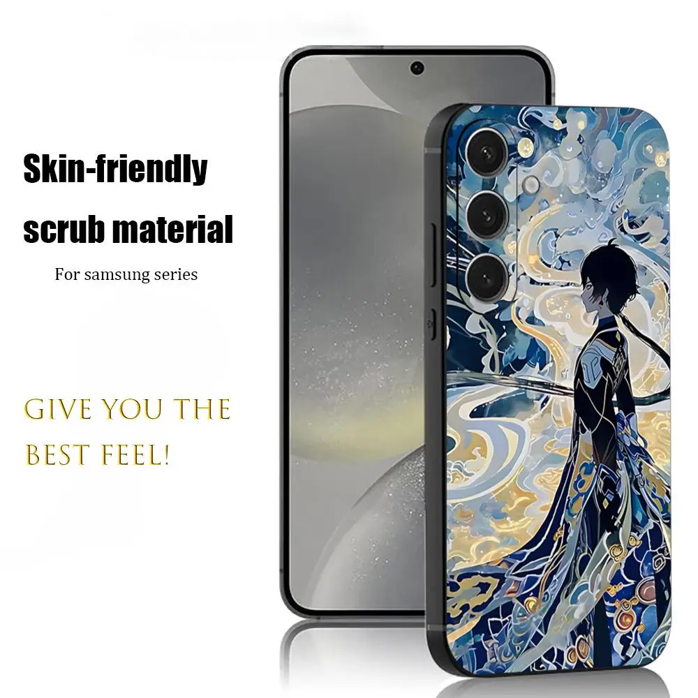 Чехол для телефона Genshin Impact Hot Zhongli для Samsung Galaxy S25 S24 S23 S22 S21 S20 Plus Ultra Note20, мягкий черный
