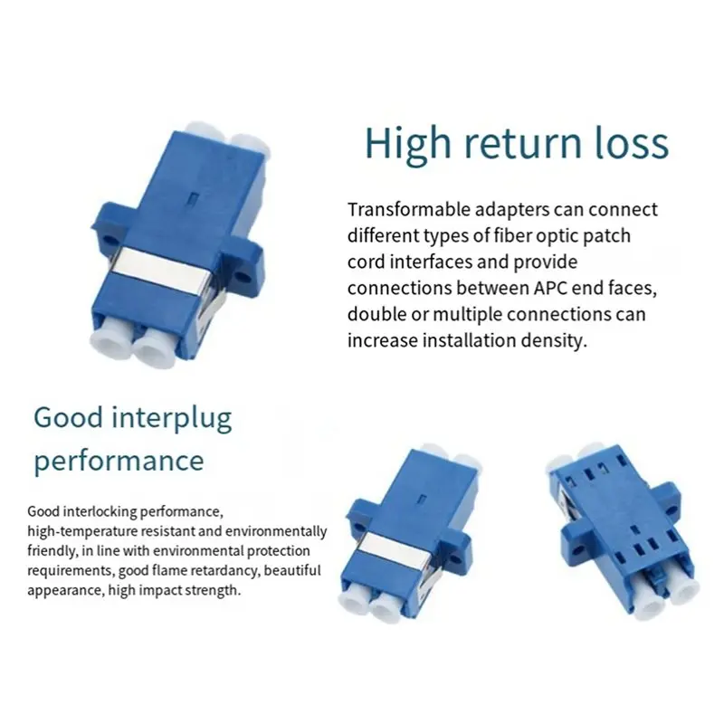 100Pcs LC APC Duplex Fiber Optic Adapter LC APC Optical Fiber Coupler LC APC Fiber Flange LC Connector