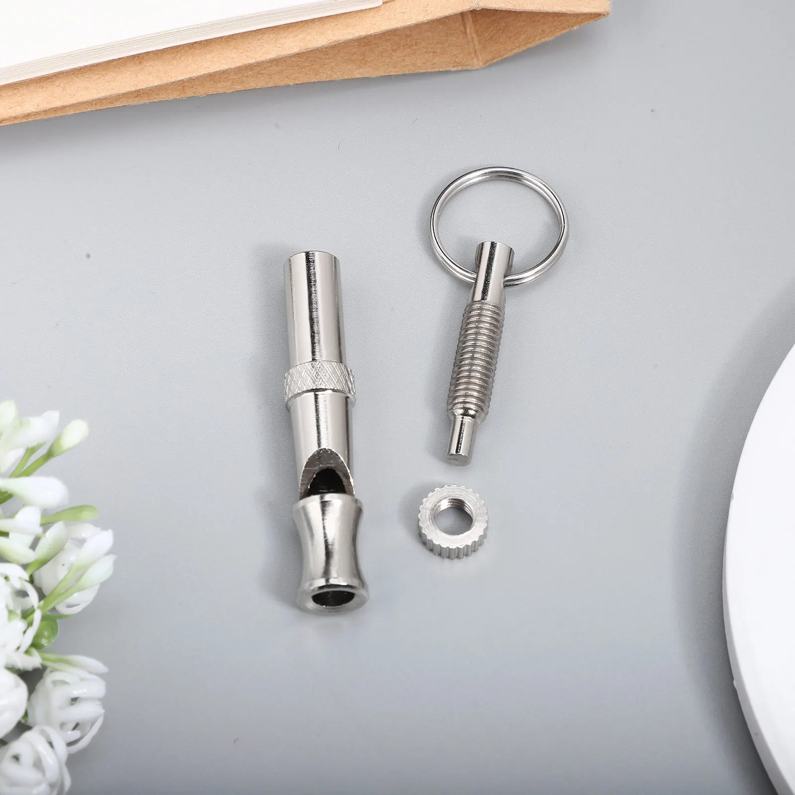 

Adjustable Pitch Training Metal Ultrasonic Sound Pet Trainer Tool Key Ring Loop Portable Silver 5.5Cm Nickel-Plated Brass Dog