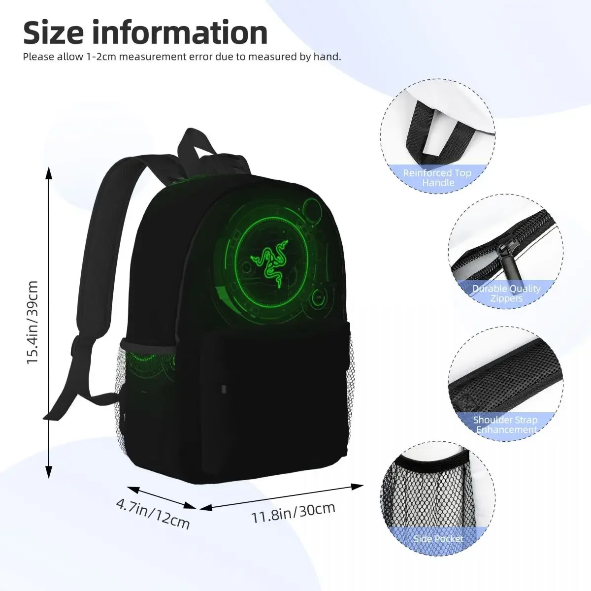 Razer Coasters Backpacks Boys Girls Bookbag Cartoon Students School Bags Travel Rucksack Shoulder Bag Large Capacity