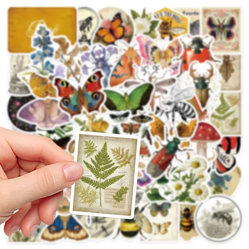 50pcs Vintage Plant Sample Fragments Series Graffiti Stickers Suitable for Helmet Desktop Wall Decoration DIY Sticker Pack