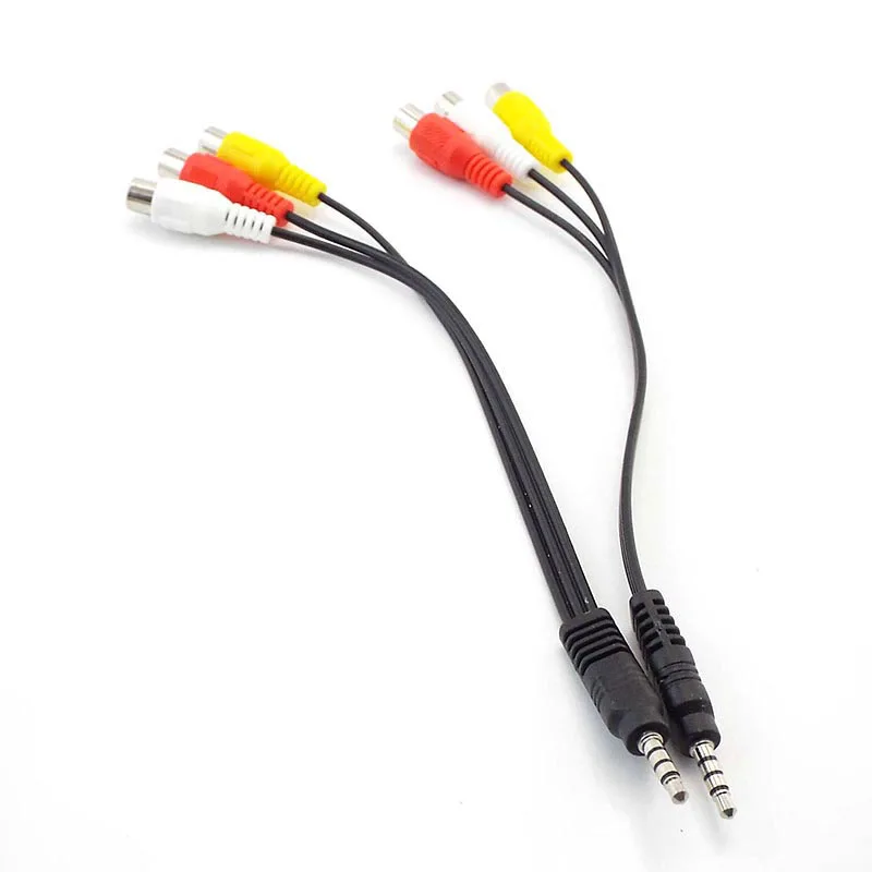 3RCA żeński 3.5mm męska wtyczka, męski na 3 RCA kabel Adapter przedłużenie złącza 3.5 do 3 RCA żeński Audio wideo AV przewód zasilający