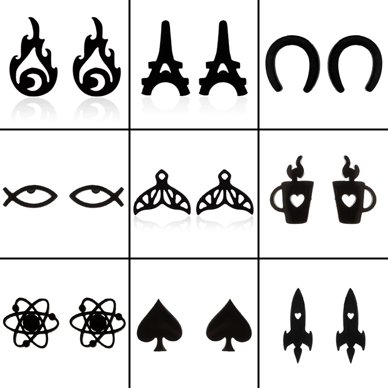 Multiple Style Stainless Steel Heart Rocket Earrings Women Geometric Flower Ear Jewelry Girls Fashion Earring Gifts Accessories
