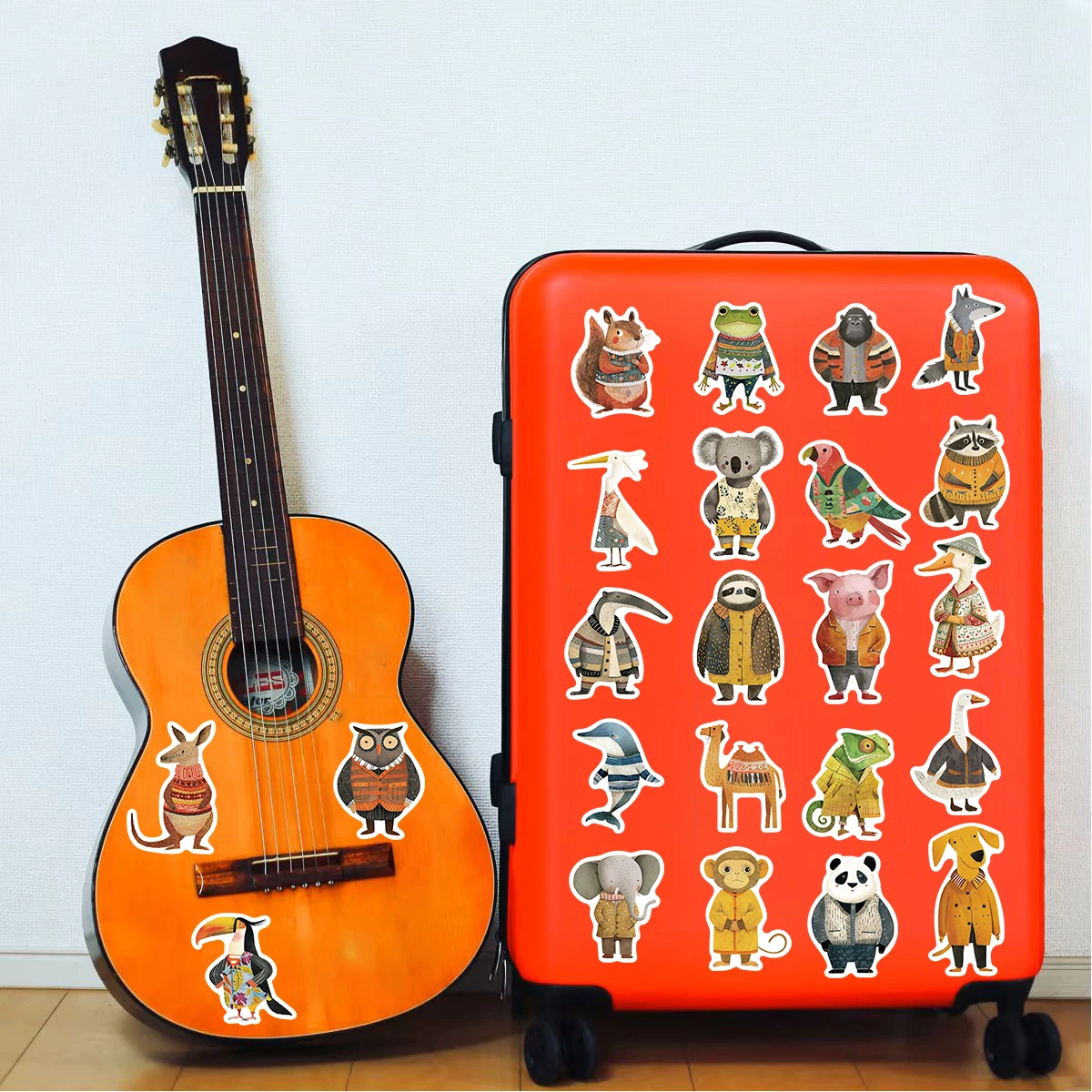 55PCS Funny Clothing Animals Print Sticker Notebook Graffiti Waterproof Cool Phone Guitar Suitcase Bicycle Laptop Sticker