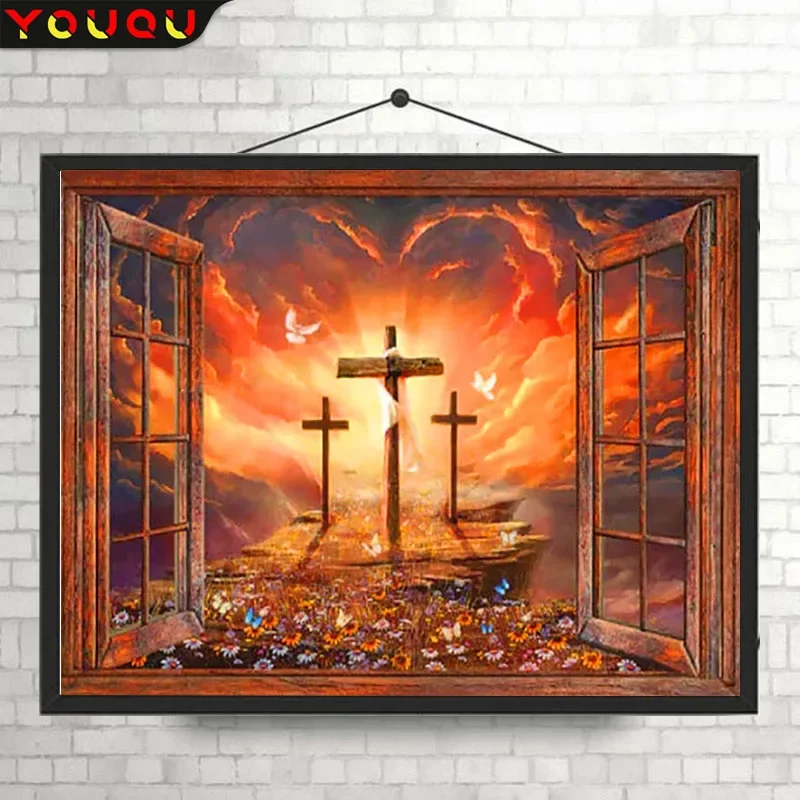 YOUQU Religious Series Diamond Painting DIY Diamond Embroidery Cross Stitch Diamond Mosaic Picture Religious Decoration Gift