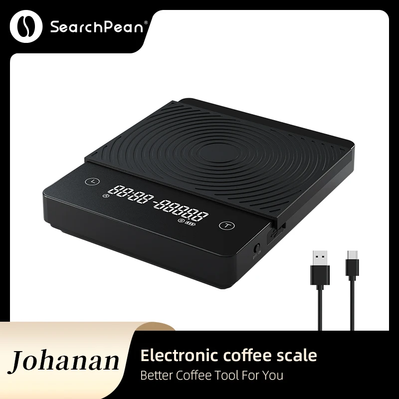 SearchPean Johanan Electronic Coffee Kitchen Scale Smart Timer USB 2kg/0.1g Free Shipping Send Pad Man Woman Gift