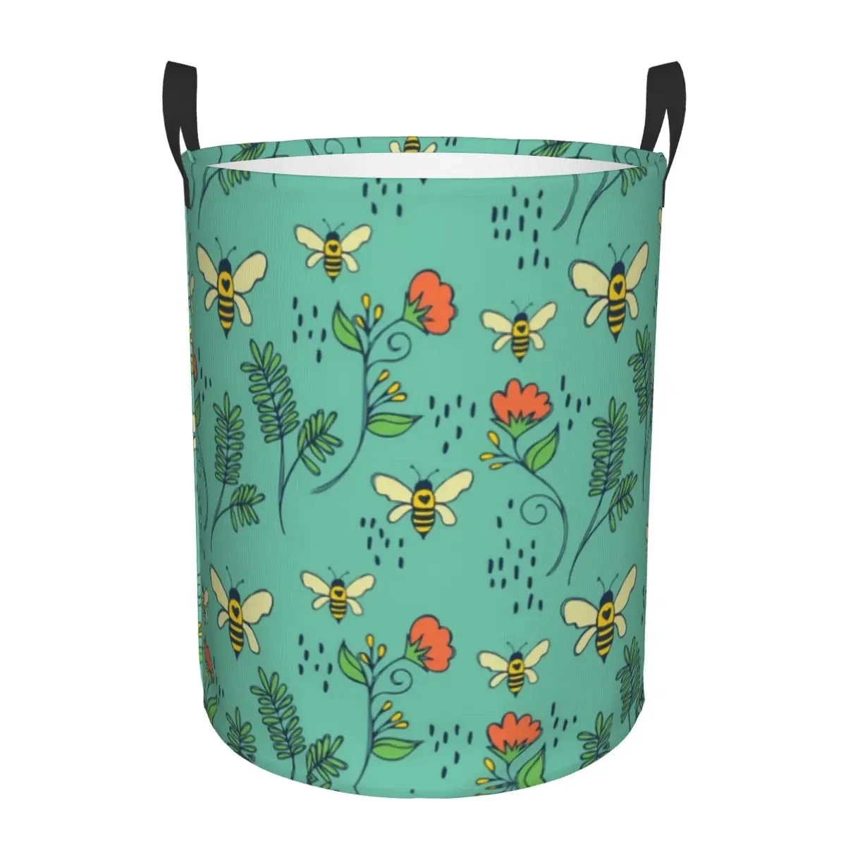 

Bees And Flowers Pattern Laundry Basket Foldable Large Capacity Clothing Storage Bin Honey Bee Baby Hamper Dirty Clothes Basket