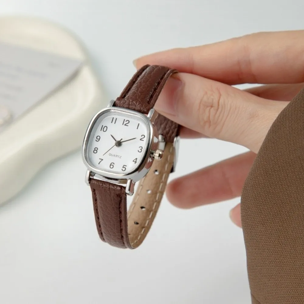 New Quartz Movement Square Wristwatch Leather Strap Arabic Numeral Dial Ladies Wristwatch Quartz Watch Women's