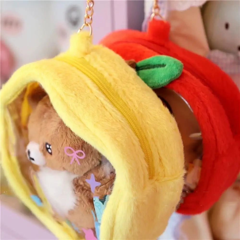 Portamonete con ciondolo a forma di mela rossa coreana Portamonete con ciondolo Borsa portaoggetti per bambola in PVC trasparente Borsa per esposizione per studenti Regali con ciondolo per zaino