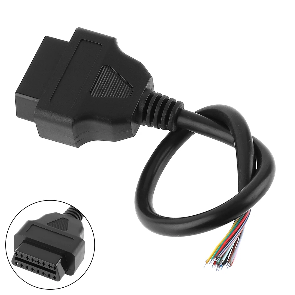 OBD2 16 Pin Female Connector Diagnostic Interface Extension Cable for Car with 26CM Extension Cable,Open Placement Adapter