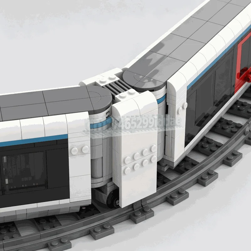 NEW 1073PCS MOC City Scale Articulated Metro Subway Train Model Custom Building Blocks DIY Creative Urban Rail Assembly Toy Gift