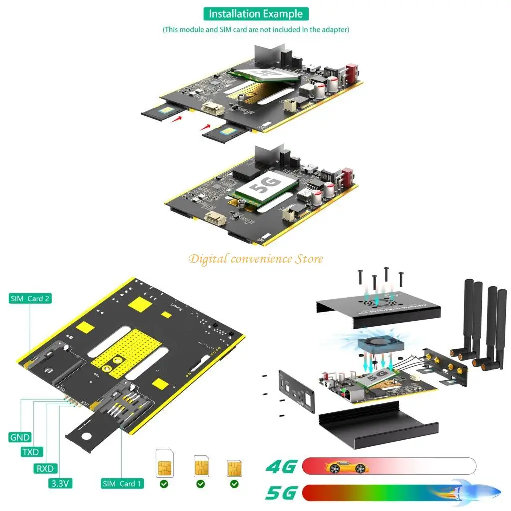 

97QA Адаптер M.2 от 5 ГГц до 2,5 ГГц Адаптер от модуля 4G/5 ГГц до USB3.0 с портом RJ45