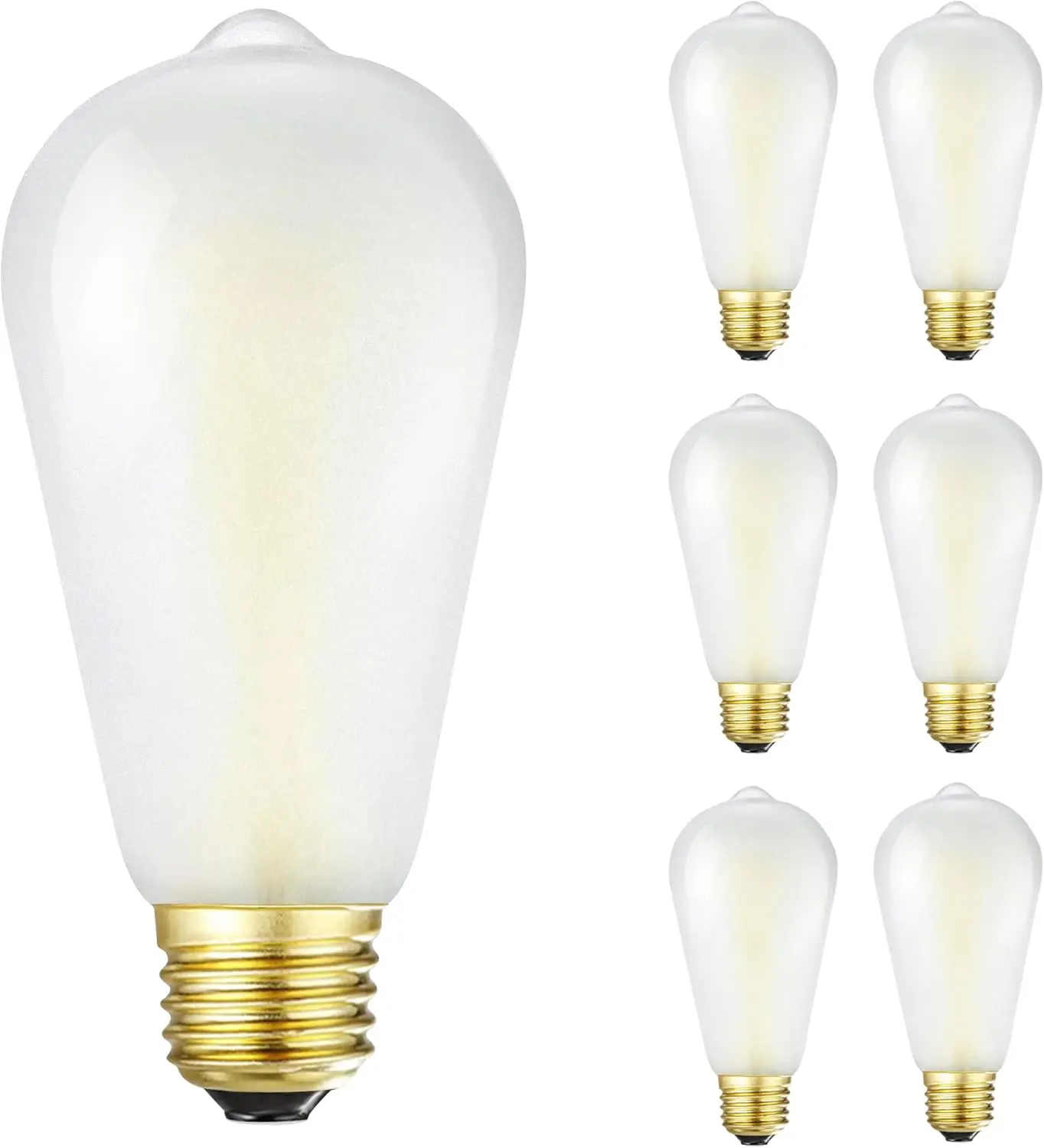 

6W Dimmable LED Edison Bulbs, 600LM, Soft White 3000K, E26, Pack of 6