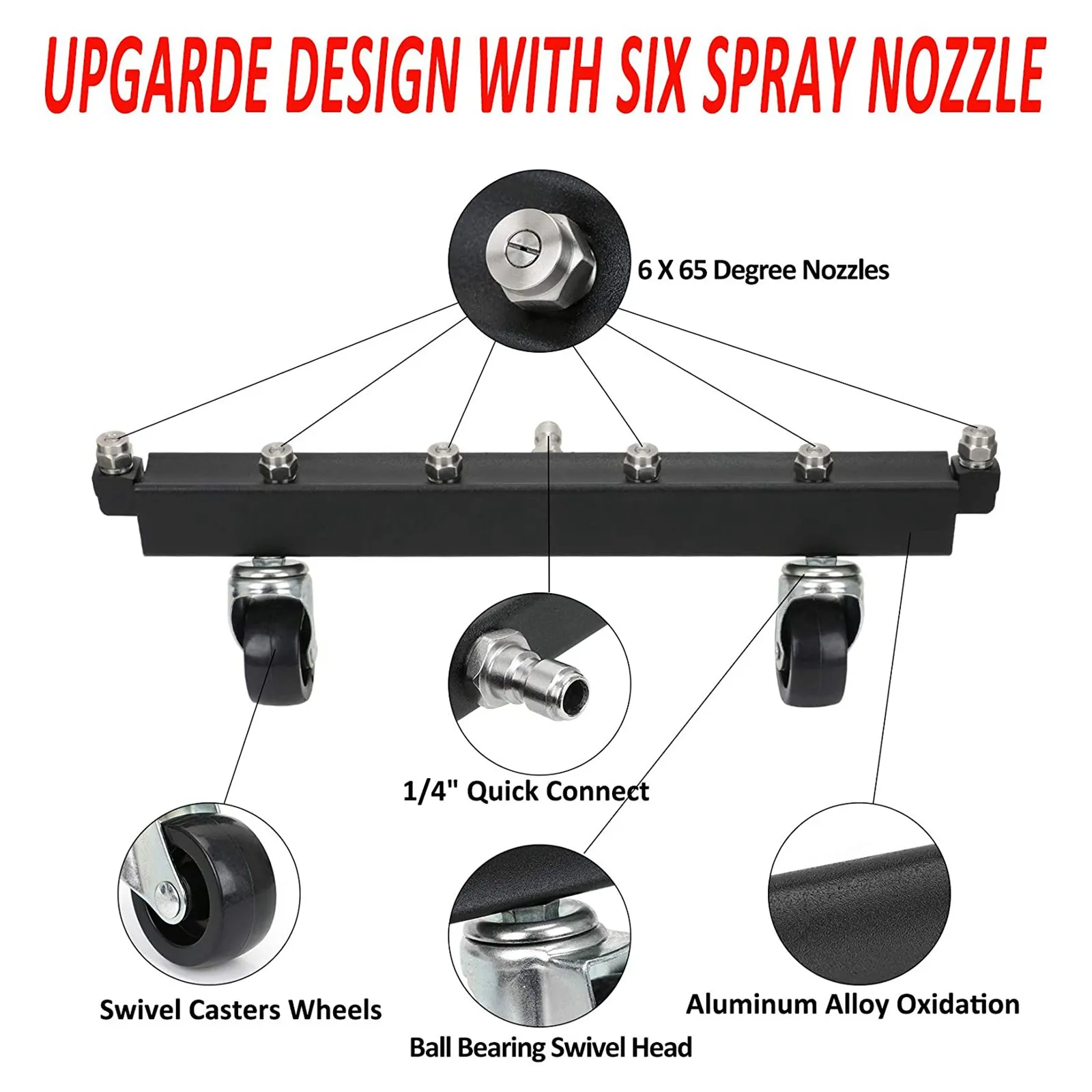 High Pressure Washer Undercarriage Cleaner,6 Nozzle Garden Cleaning Machine 4000 PSI Water Broom Cleaning Tool Kit