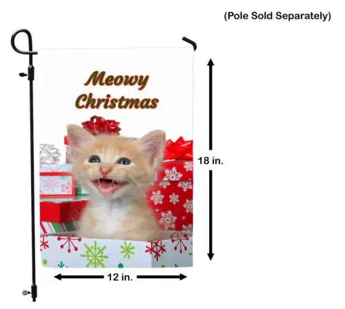 White Double Sided Cat Garden Flag Yard Decor MEOWY CHRISTMAS Xmas Cats 12 x 18