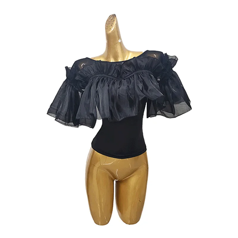 Hauts de danse latine modernes pour femmes, vêtements de salle de bal, Costume de scène, vêtements de Salsa à manches courtes, tenue de Tango DL9580