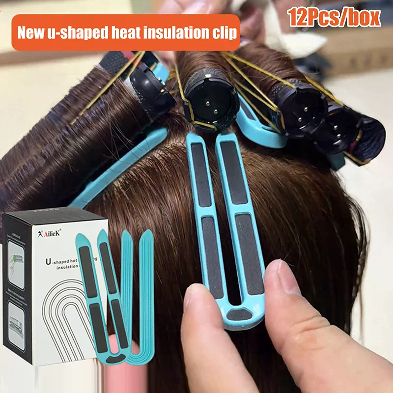 12Pcs U-Shape Hair Perm Insulation Clips Heat Resistant Strong Hold Hair Volume Styling Clips Multipurpose For Salon & Home