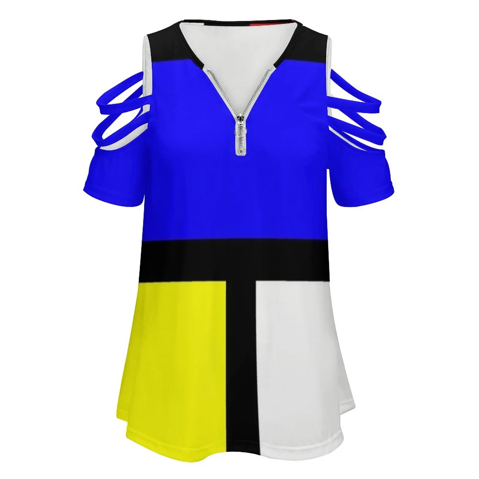 Mondrian Inspired 1960's Dress & Skirt New Fashion Zip Off Shoulder Top Short-Sleeve Women Shirt Mondrian Mondrians Inspired