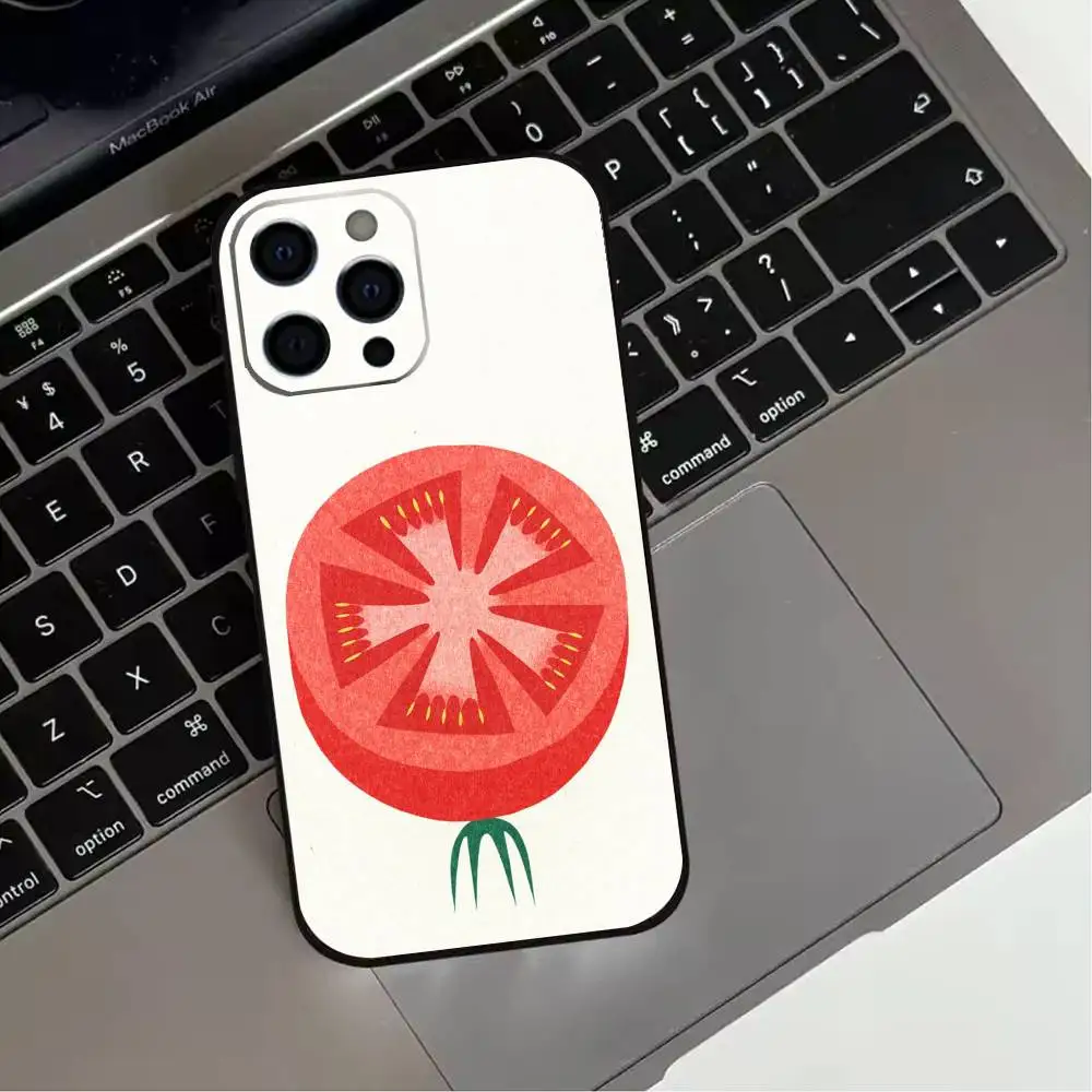 V-Vegetables Fruits Tomatoes   Phone Case For iPhone 17,16,15,14,13,12,11 Plus,Pro Max,XS,Soft Silicone Black Cover