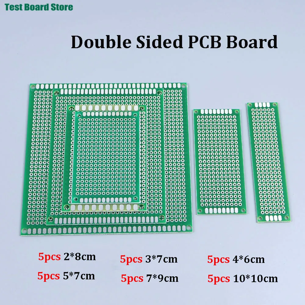 30 Pcs Double Sided PCB Board 2X8 3X7 4X6 5X7 7x9 10x10cmTinned Through Holes FR4 Printed Universal Circuit Board DIY