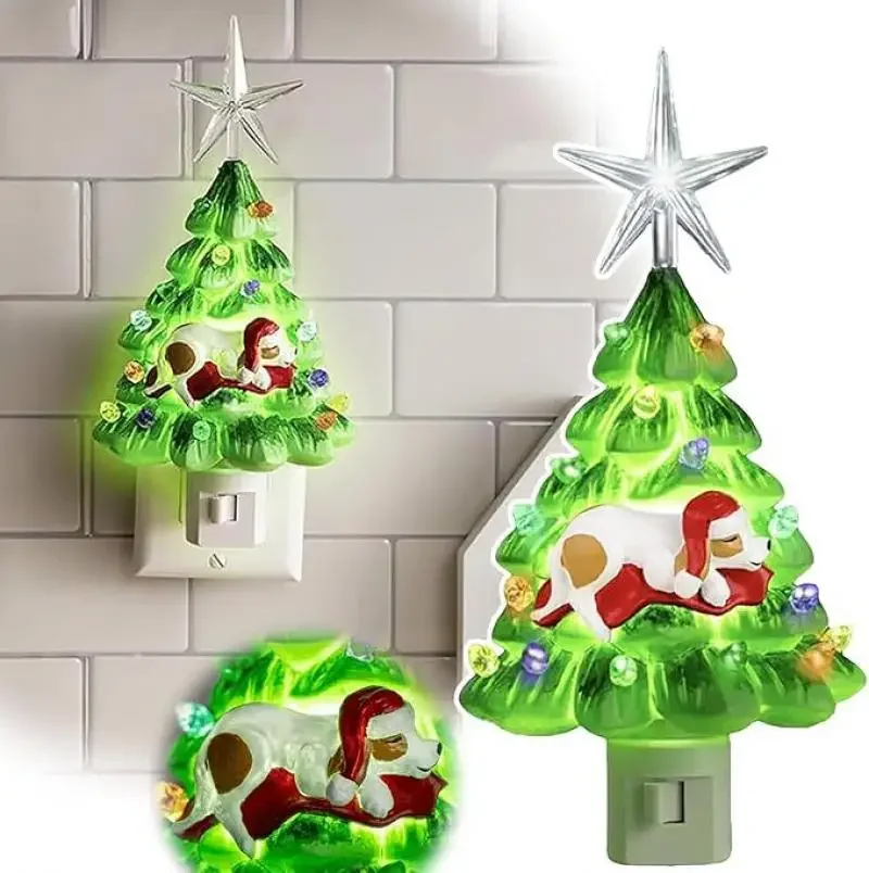 Albero di Natale falò luce notturna casa camera da letto testa del letto decorazione in resina decorazioni per l'atmosfera natalizia