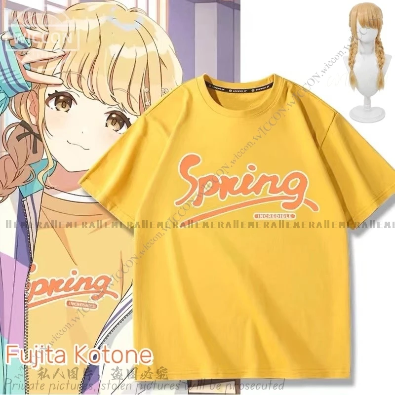 Fujita Kotone Gakuen IDOLM Cos STER Anime Game Halloween Costume Cosplay Wig T-shirt Role Play Summertime Short-sleeved Cute