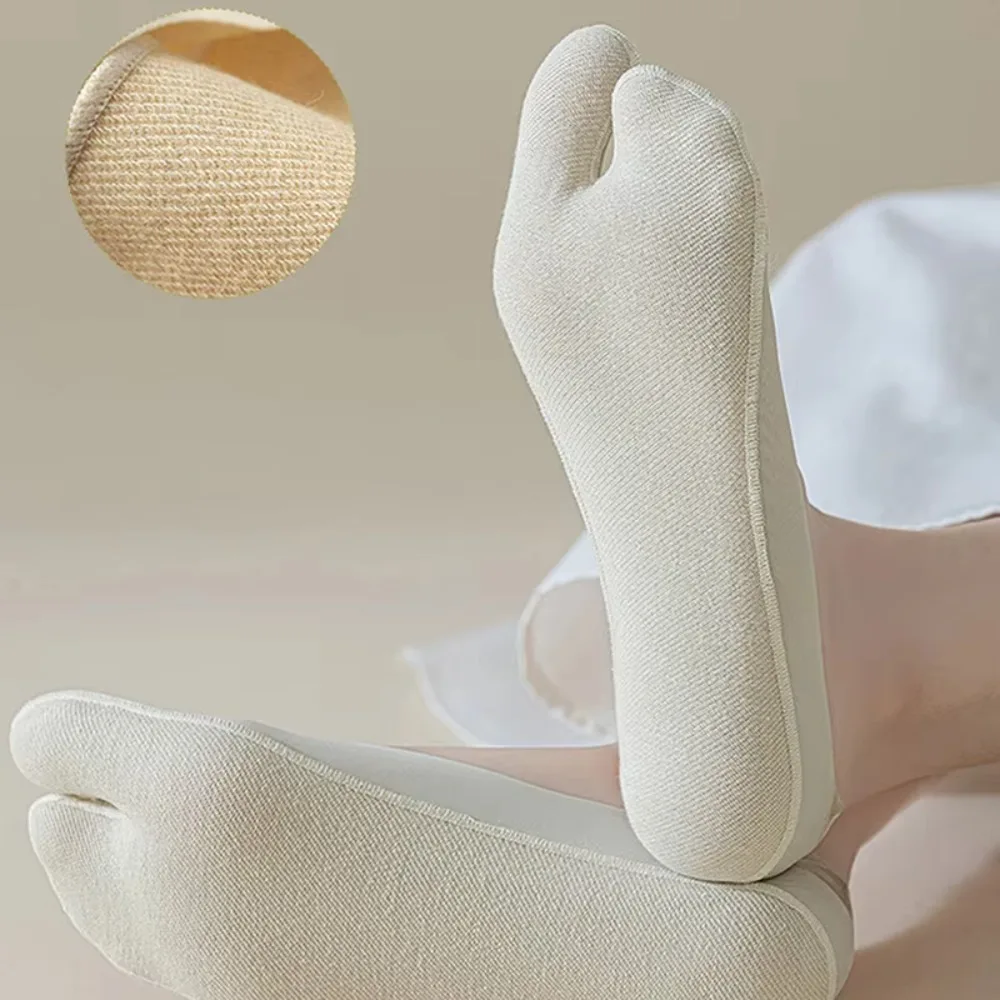 5 Pairs Fashion Breathable Split Toe Socks Ultra Thin Invisible Liner Boat Ankle Socks Soft Cotton Tabi Sox Women Ladies