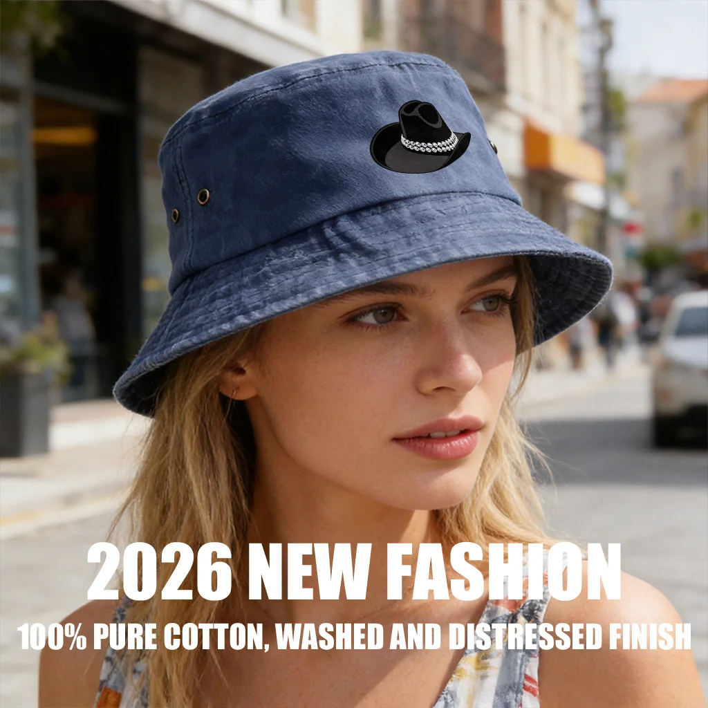 Vintage Distressed Washed Fisherman Hat with Cool Prints, Lightweight and Featuring Ventilation Holes, Available in Multiple Col