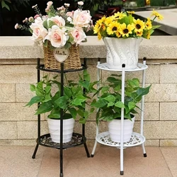 2-Tiered Tall Plant Stand Metal Plant ShelfSupports Rack For Indoor Outdoor Home Decoration