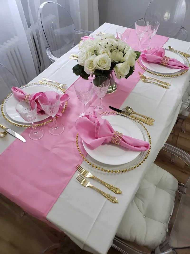 50Piece Clear Charger Plate with Gold Beads Rim Acrylic Plastic Decorative  Dinner Serving Wedding Xmas Party Decor