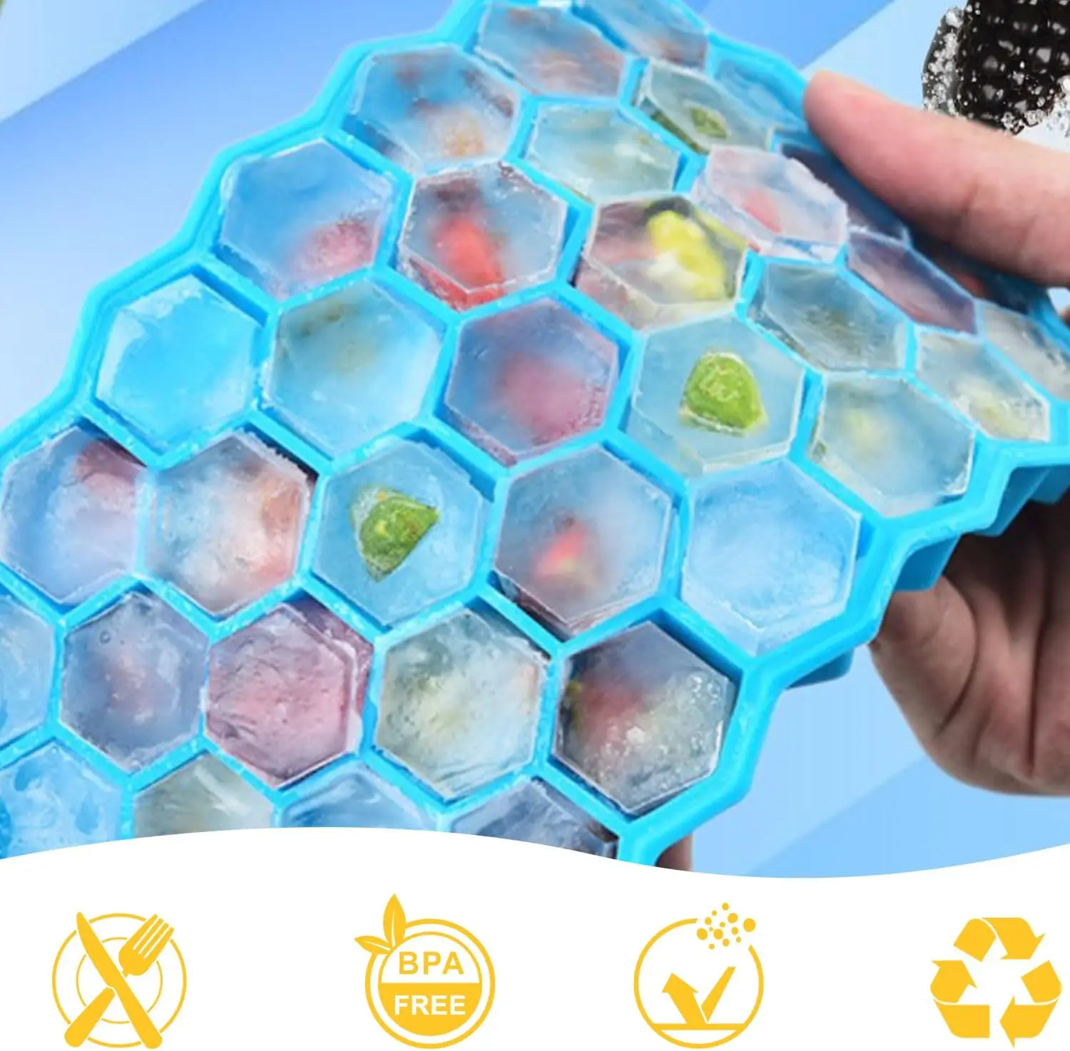 37 Grids Silicone Ice Cube Tray Reusable BPA Free  Ice Cube Mold with Lids Food Grade Ice Maker Freezer Bar Kitchen Accessories