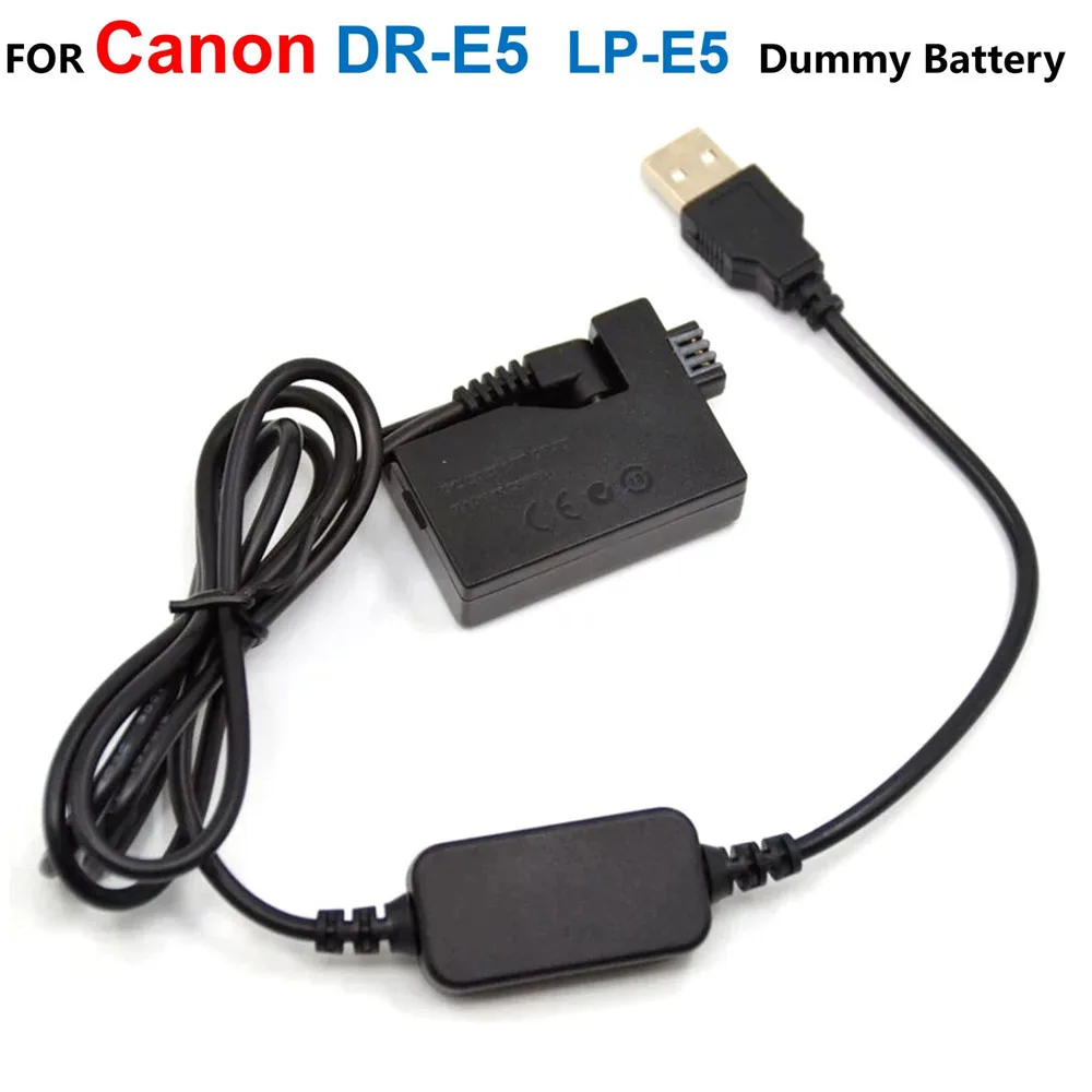 DR-E5 Coupler LP-E5 LPE5 Fake Battery+ACK-E5 USB Power Bank Cable For Canon EOS 450D 500D 1000D Rebel XSi XS Kiss F X2 X3 T1i